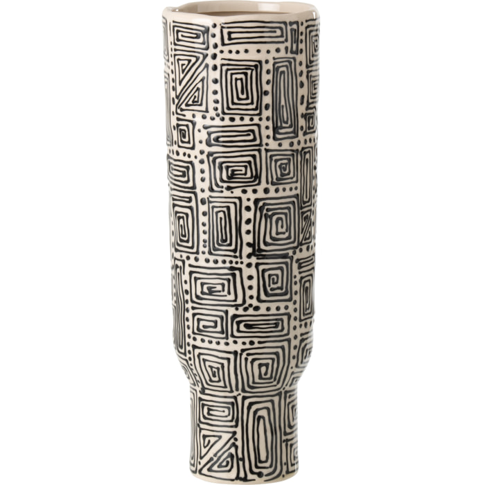 J-Line Vase Motif - céramique - blanc cassé/noir - large