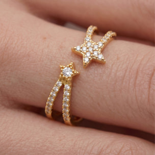 Anillo de Aleación de Metal y Circonita Brillante acabado en oro amarillo de 18k