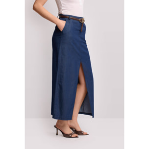 Kocca - Gonna lunga in denim di cotone Donna, Tinta unita