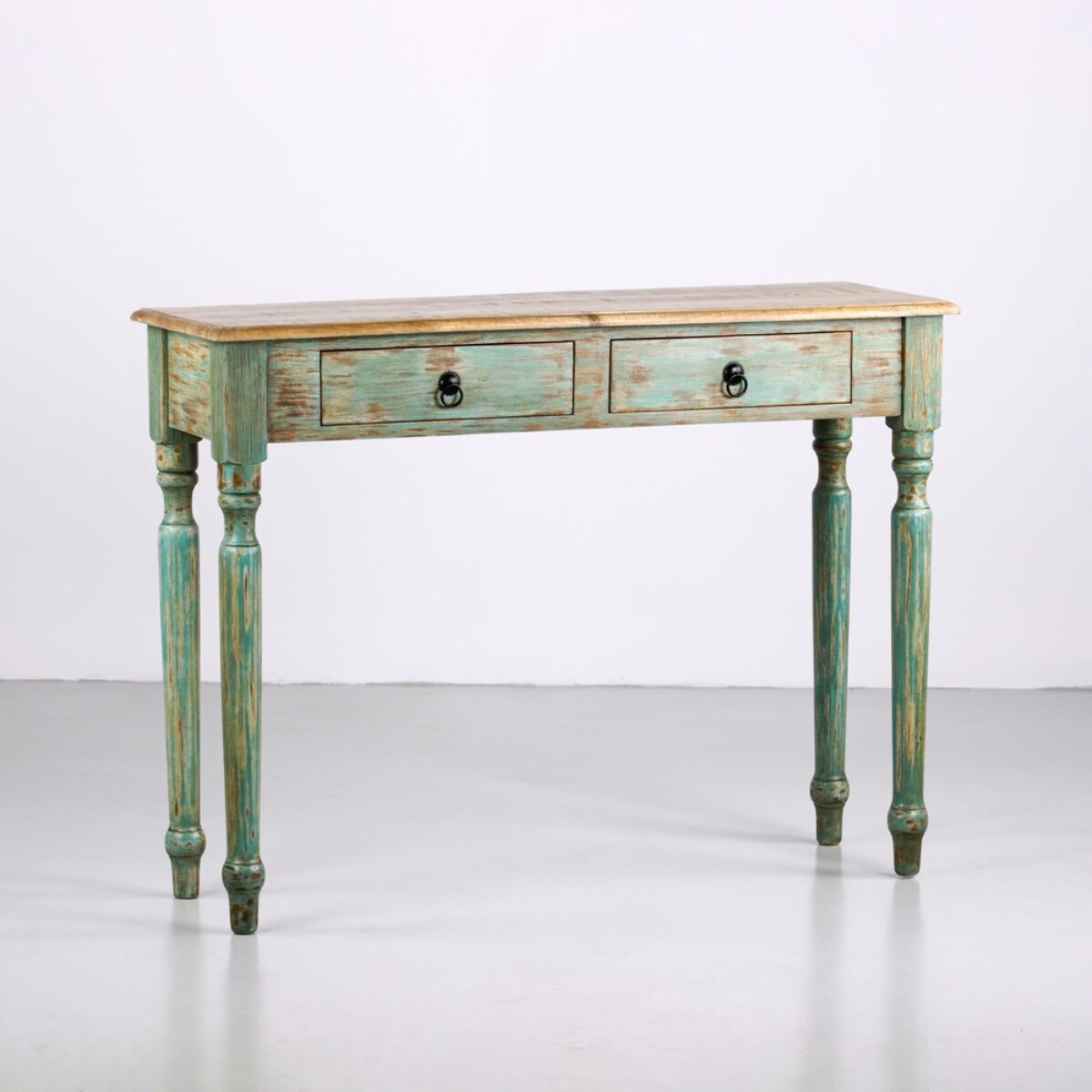 Consolle in mango con finitira azzurra 110x35x72 cm