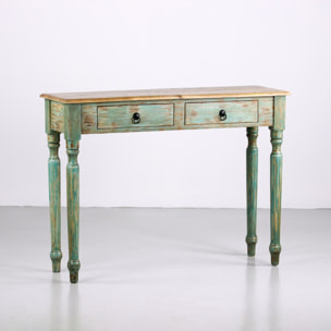 Consolle in mango con finitira azzurra 110x35x72 cm