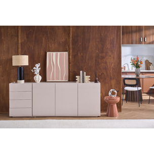 Buffet noir laqué brillant 3 portes 4 tiroirs L200 cm ISAURE