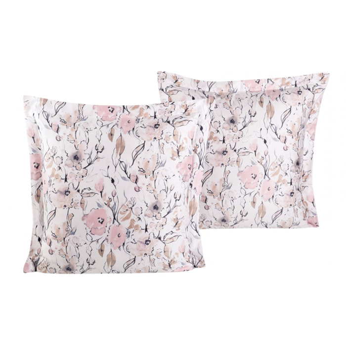 Lot de 2 Taies d'oreiller satin de coton imprimé