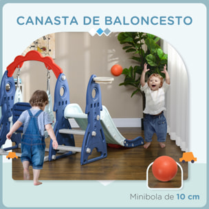 Juego de Tobogán y Columpio para Niños de 1-3 Años Parque Infantil para Exterior e Interior 3 en 1 con Columpio Tobogán y Aro de Baloncesto Multicolor