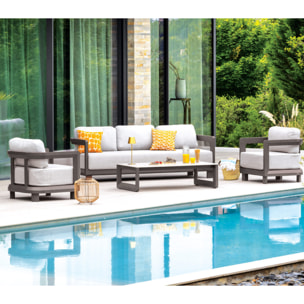 Salon de jardin en aluminium - 5 places - anthracite - ALICANTE