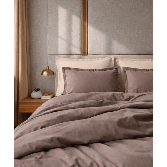 Completo Lenzuola RASO TORTORA tinta unita per letto matrimoniale 100% Raso di Cotone e Made in Italy