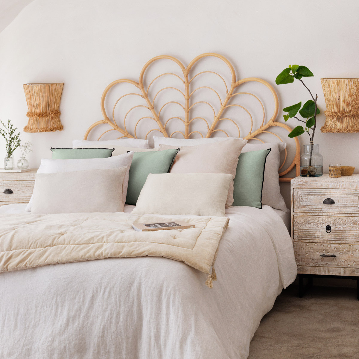 Housse de couette "Linah" - blanc - lin lavé 260x240 cm