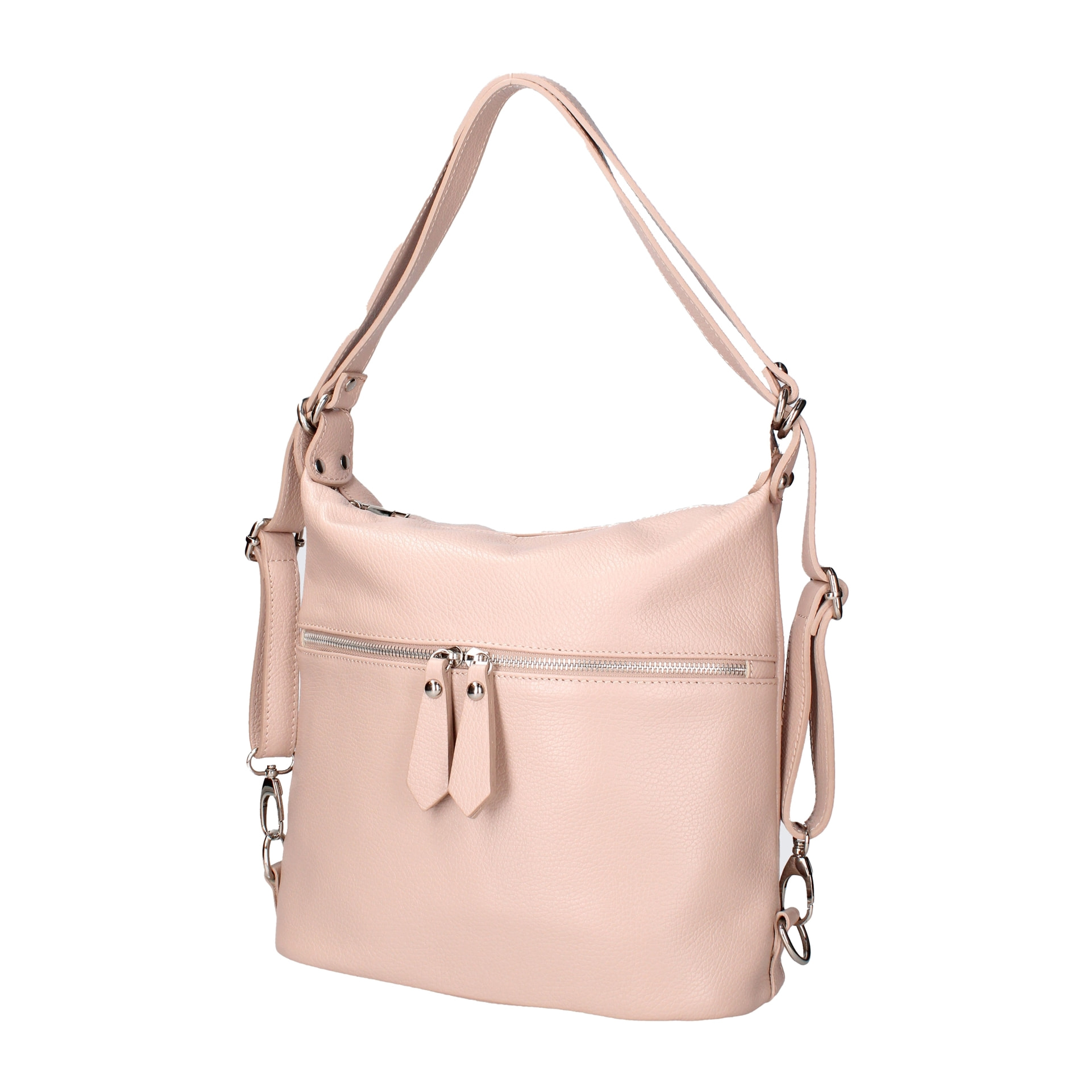 Borsa a spalla convertibile in zaino Bianca da donna In Vera pelle Made in Italy 30x26x9 cm