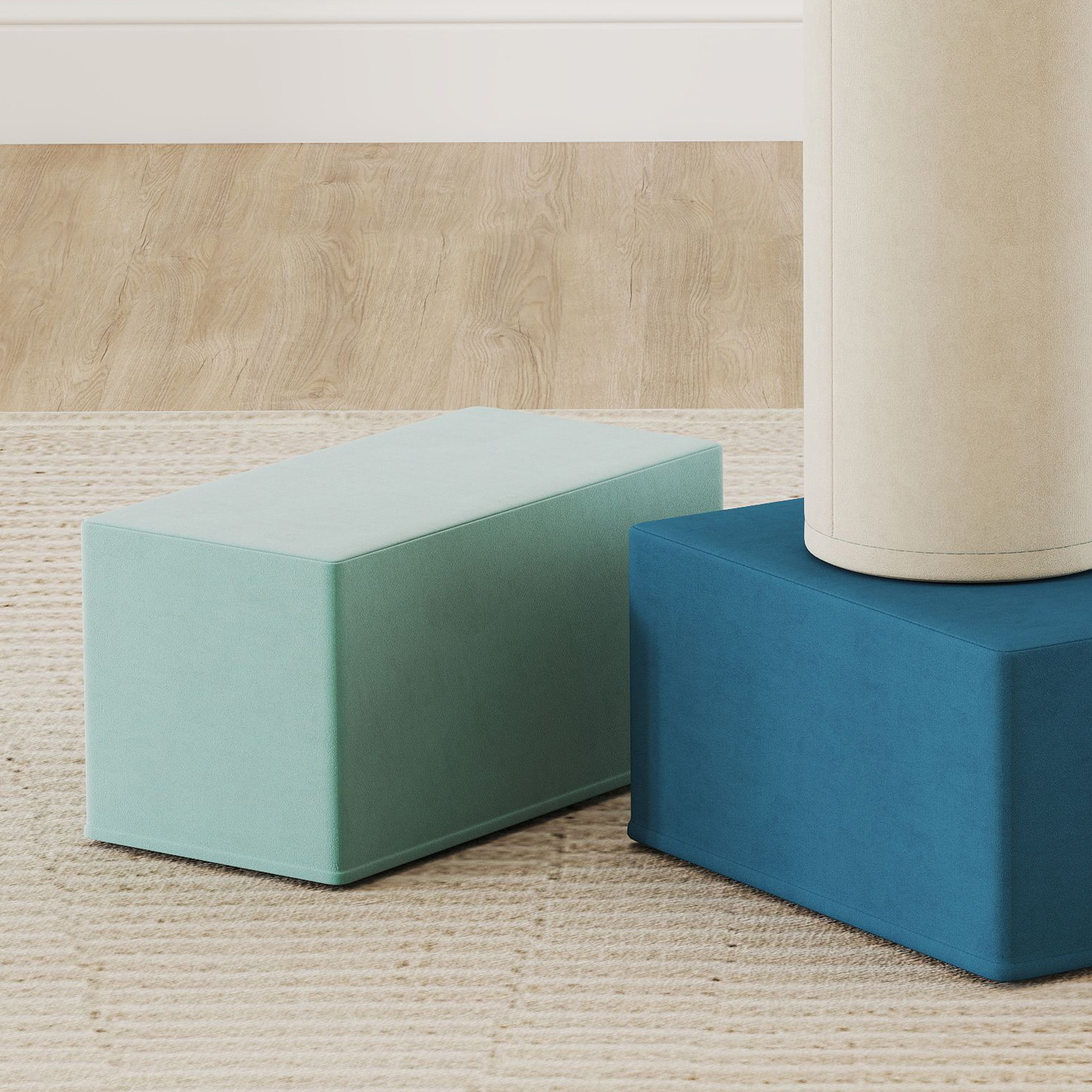 Parcours motricité bébé modulable 5 pièces zippées déhoussables velours multicolore