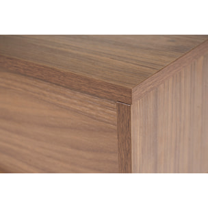 Table basse relevable rectangulaire bois foncé finition noyer et métal noir L100 cm KANE