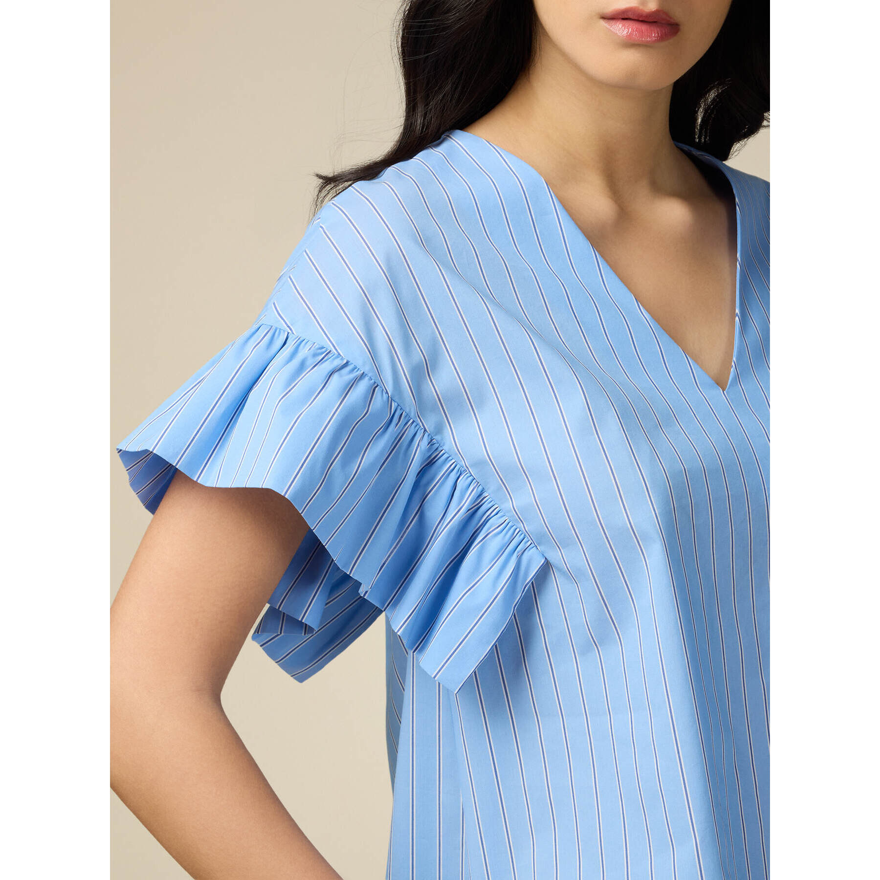 Oltre - Blusa in popeline a righe - Azzurro