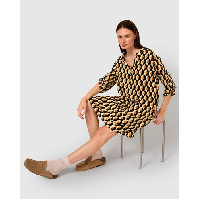 Vestido viscosa santorini beige