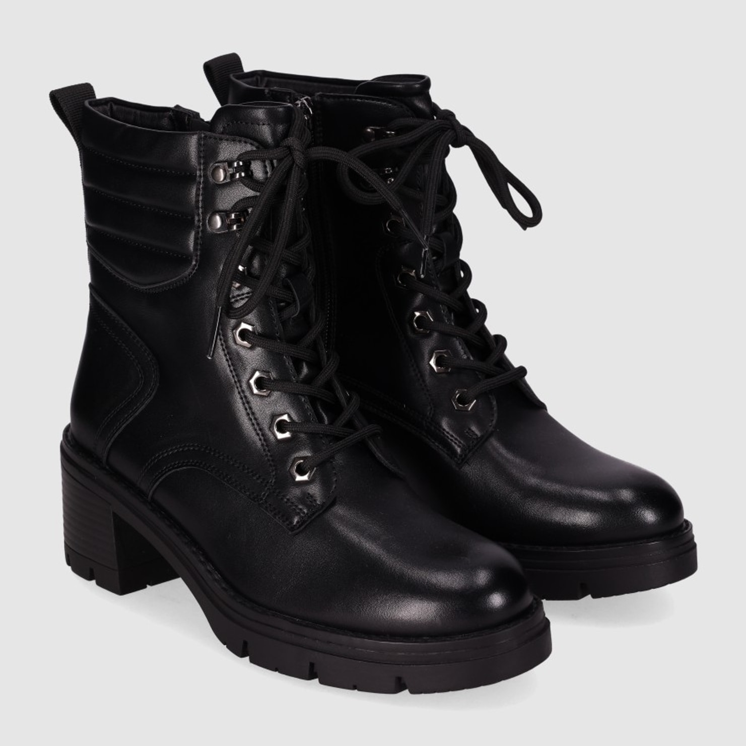 Botines de Piel Sintética - Negro - Tacón: 5 cm
