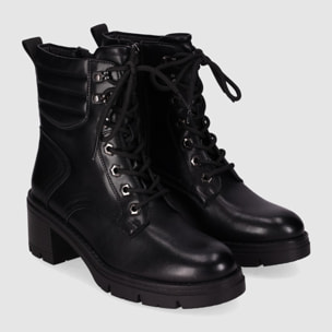 Botines de Piel Sintética - Negro - Tacón: 5 cm