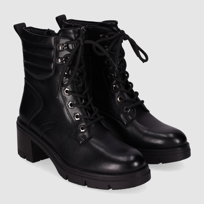 Botines de Piel Sintética - Negro - Tacón: 5 cm