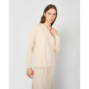 Sudadera capucha angorina beige
