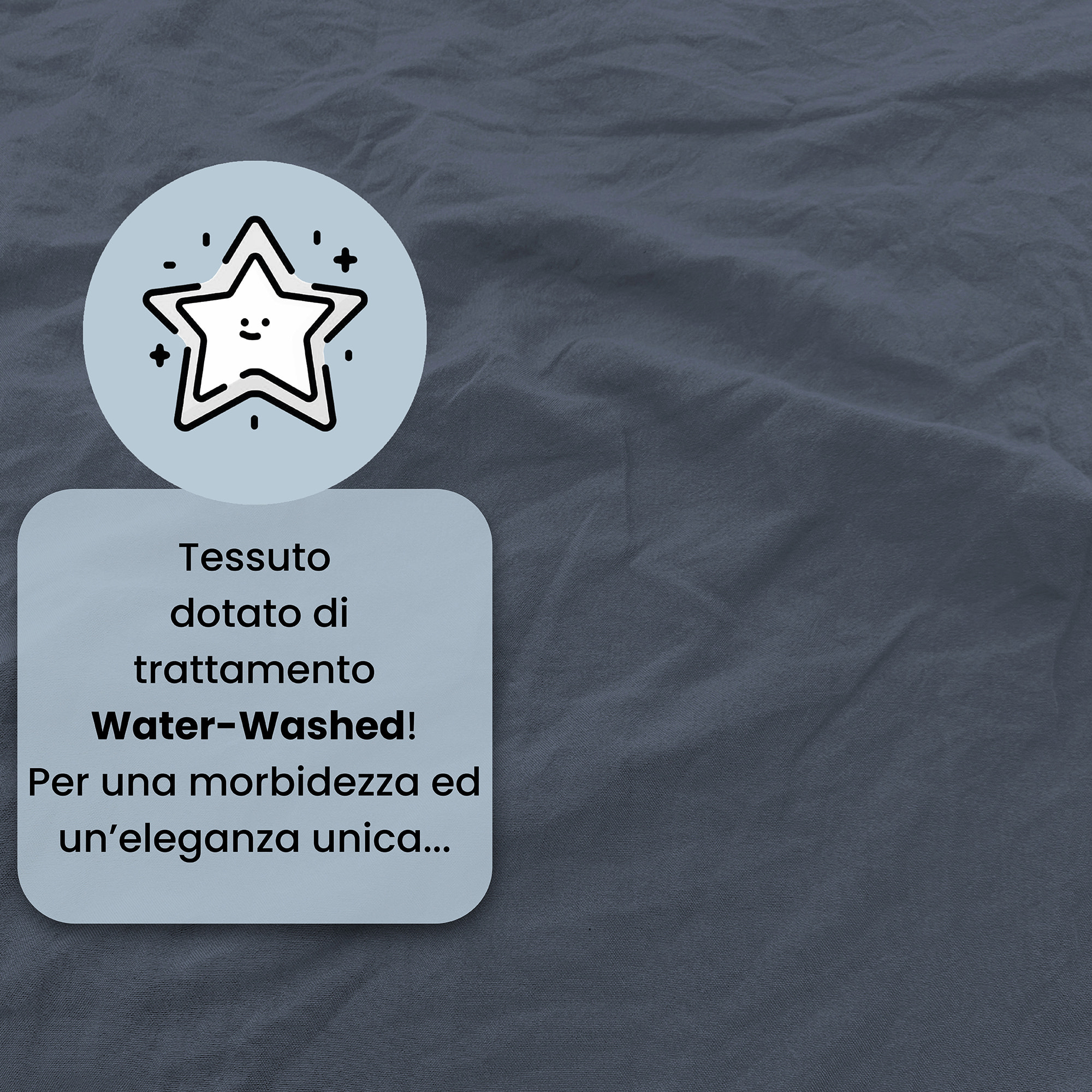 PARURE COPRIPIUMINO WATER WASHED, 100% Microfibra, No Stiro - BLU