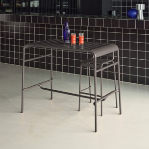 Table haute de jardin métal 4 places. anthracite. 120 x 70 x 95cm