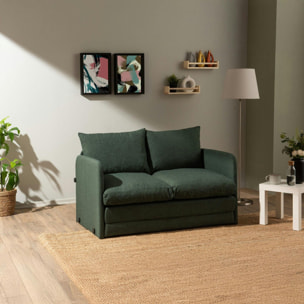 Canapé-lit d'appoint en lin vert foncé, 2 personnes ORURO
