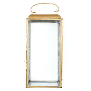 Lanterne Metal Dore Et Verre H30cm