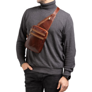 Borsa a tracolla  da uomo In Vera pelle Made in Italy 17x23x4 cm