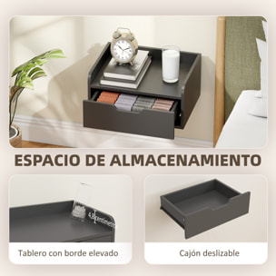 Set de 2 Mesillas de Noche de Pared Mesitas de Noche Flotantes con 1 Cajón para Dormitorio Habitación Hogar Diseño Sencillo 40x30x19,5 cm Negro