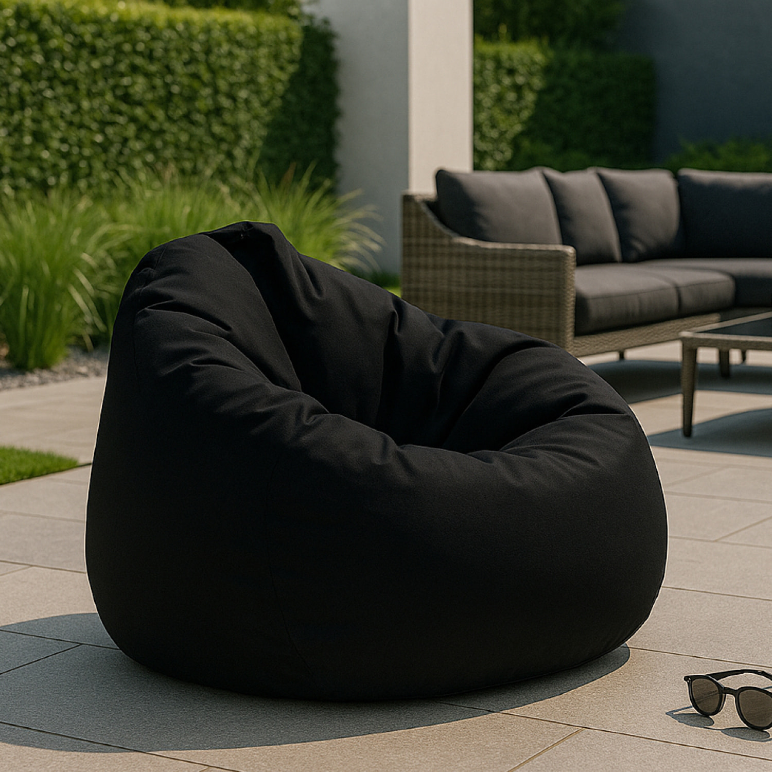 Pouf poire d'extérieur 130x115cm noir KAYAR