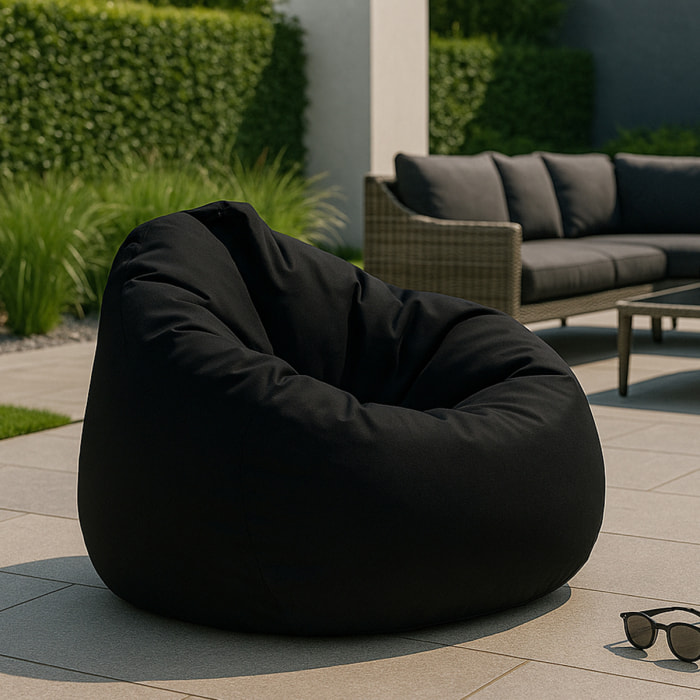Pouf poire d'extérieur 130x115cm noir KAYAR