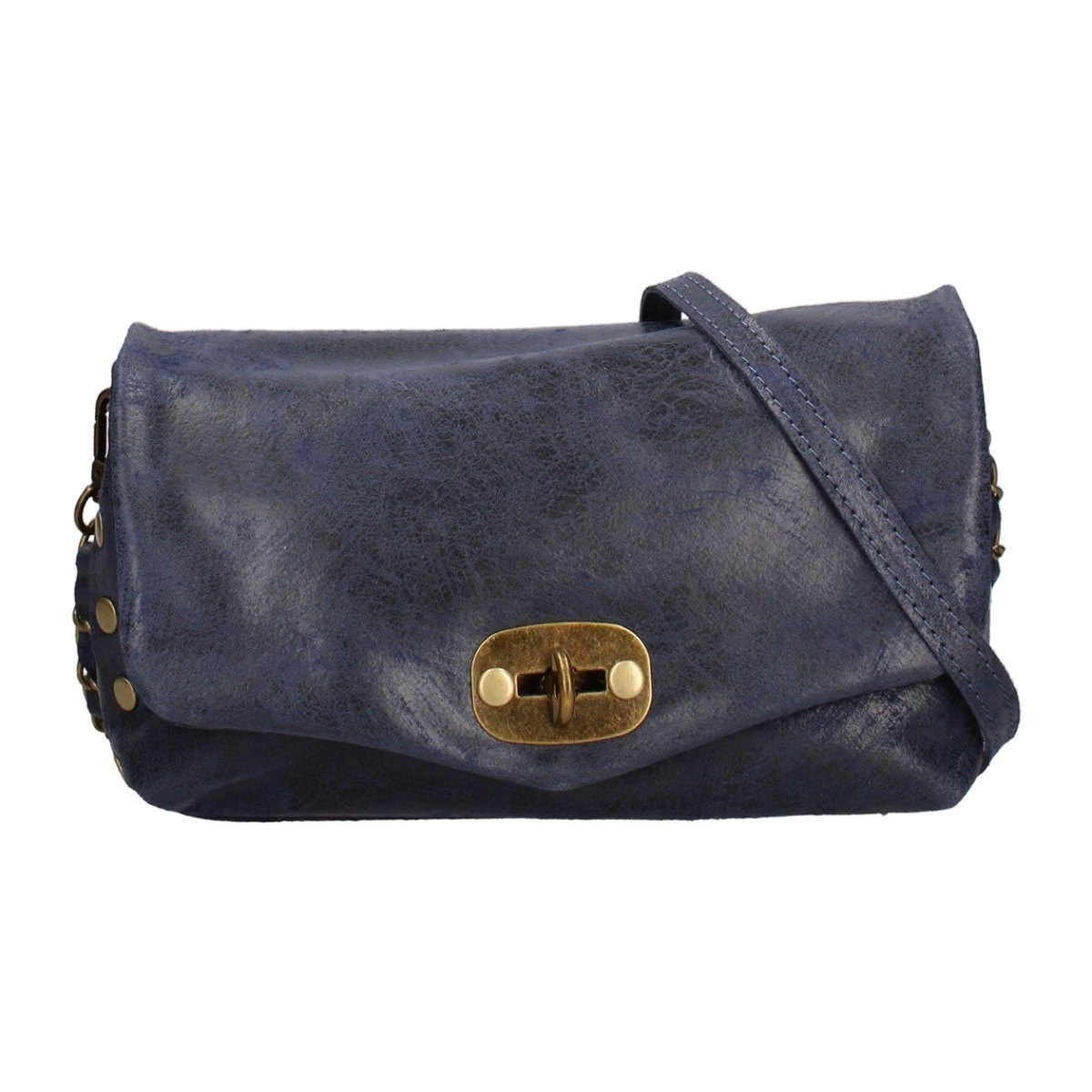 Borsa a tracolla da donna Made in Italy - Modello Floralia Lux - Pelle scamosciata - 25.0 x 15.0 x 11.0 cm