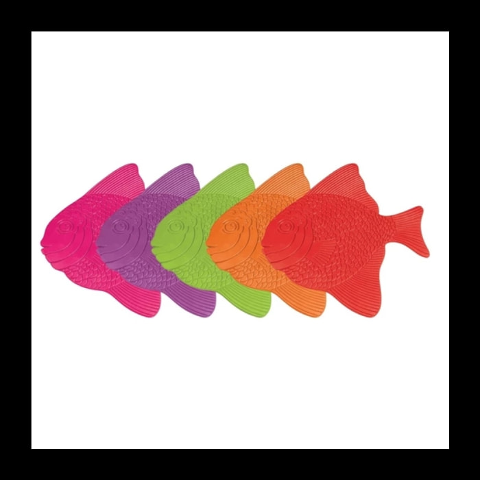 Lot de 5 Stickers figurines antidérapantes de douche ou baignoire Caoutchouc Poissons 16,5x16cm Multicolor MSV