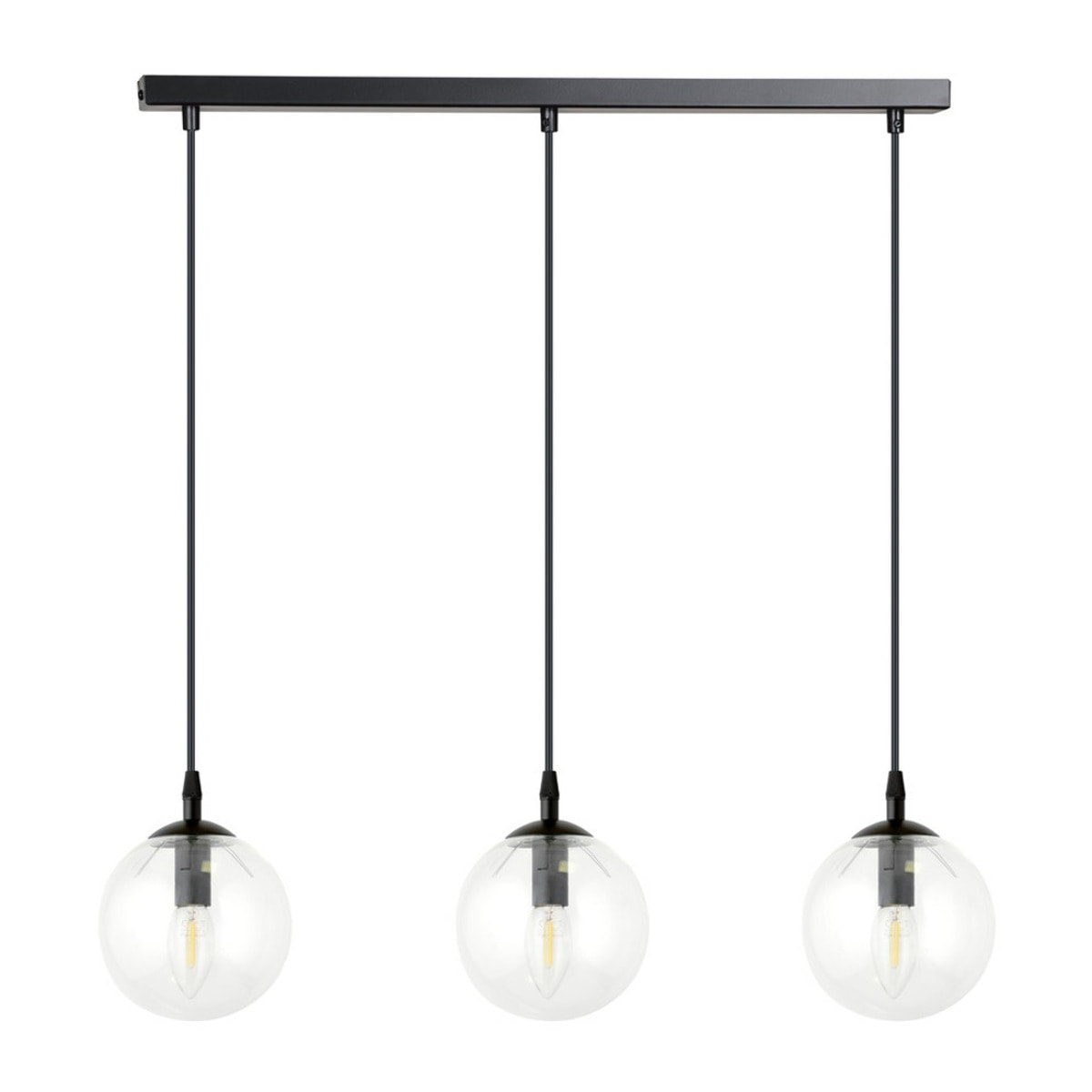 Lampada a sospensione Cosmo in acciaio nero e vetro