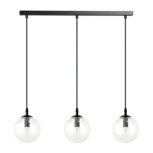 Lampada a sospensione Cosmo in acciaio nero e vetro