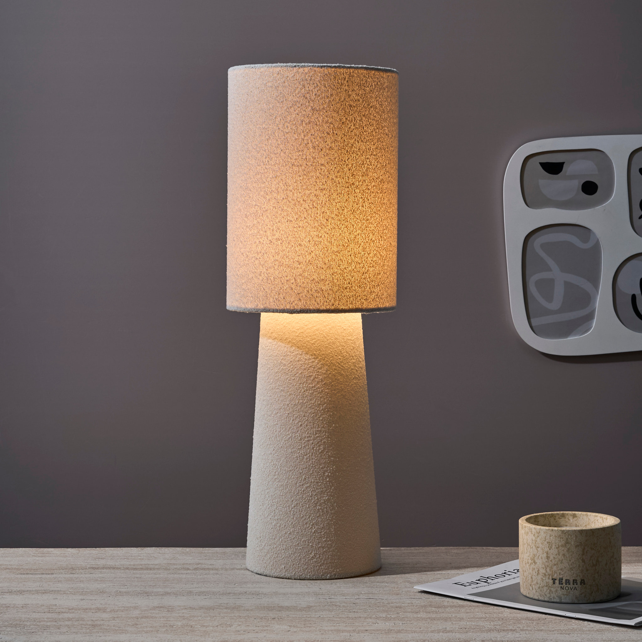 Lampe - HOME DECO FACTORY - Velours - Élégante - Beige
