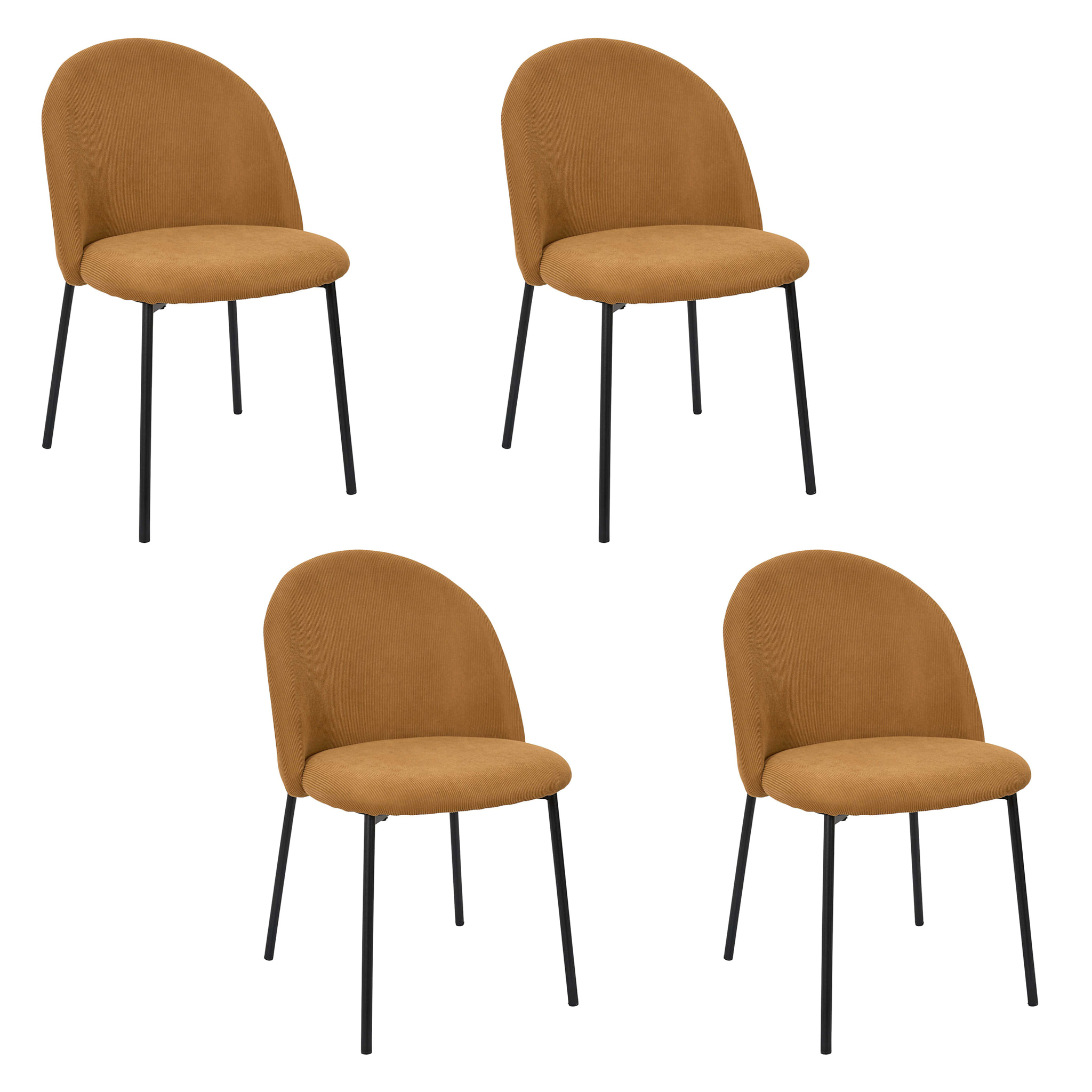 Lot de 4 Chaises - HOME DECO FACTORY - Jules - Côtelees - Jaunes