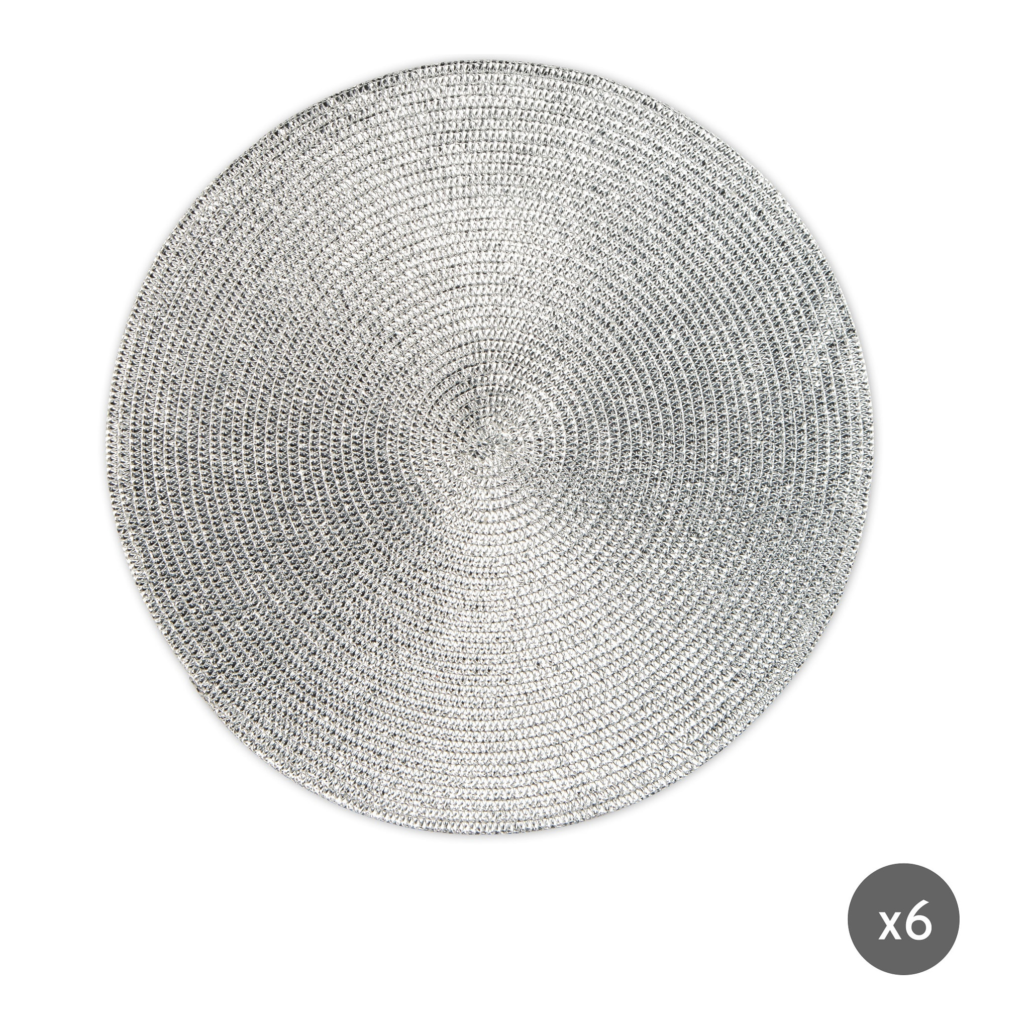 Set 6 tovagliette tonde Excelsa – Platinum, Polipropilene Argento