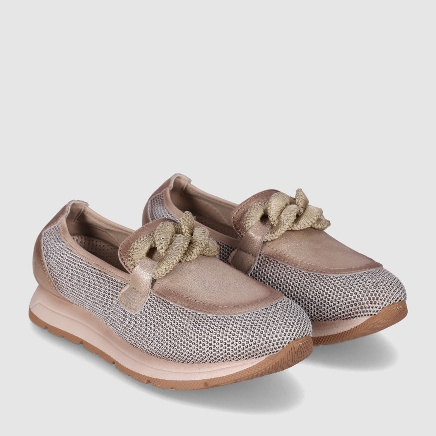 Zapatos de Piel - Oro - Tacón: Bajo