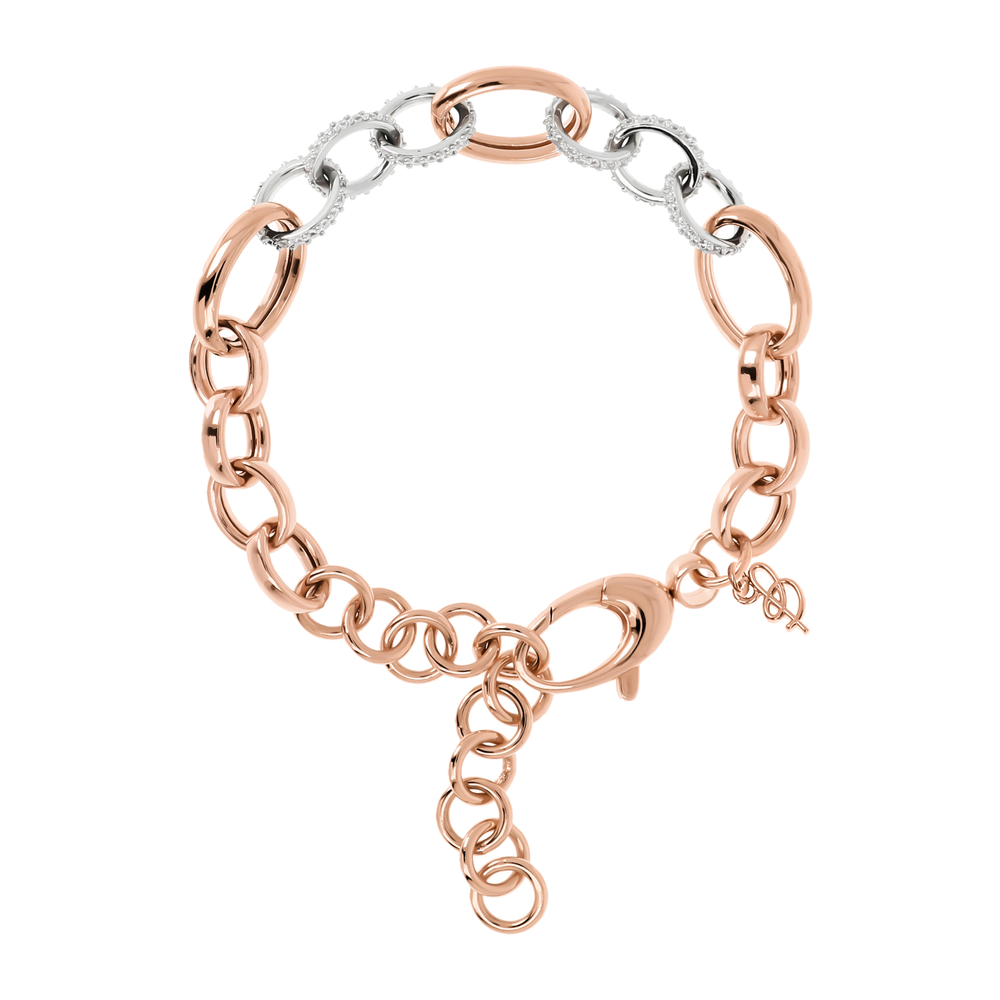 Bracciale Catena Rolo Graduata con Elementi Pavé in Cubic Zirconia