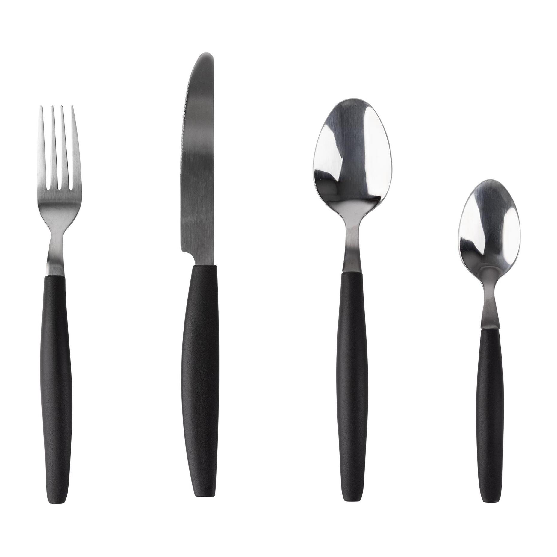 Set de 16 pzs cubiertos en acero inoxidable color negro san ignacio