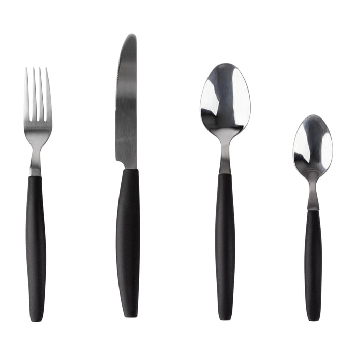 Set de 16 pzs cubiertos en acero inoxidable color negro san ignacio