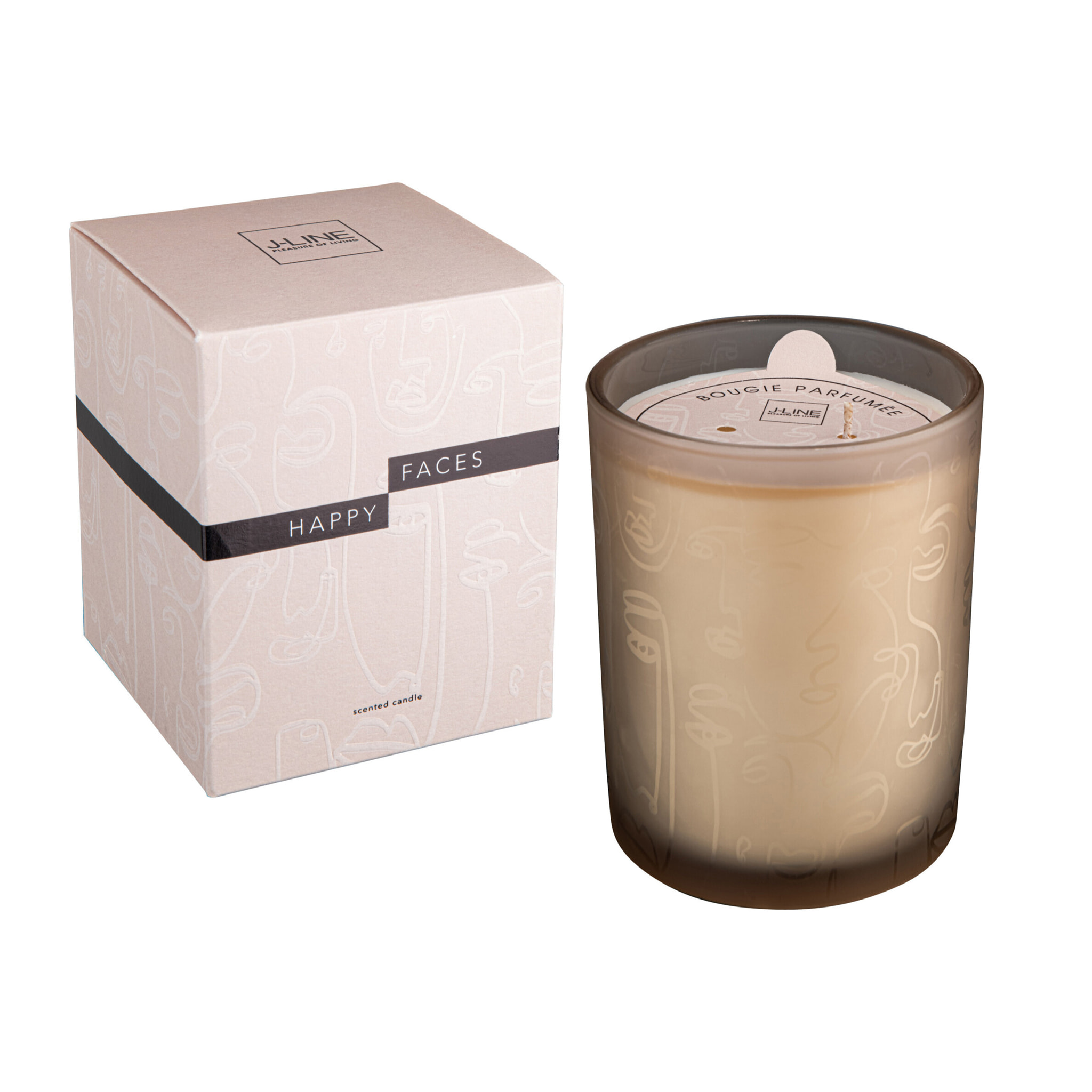 J-Line bougie parfumée Happy Faces - beige - large - 70H