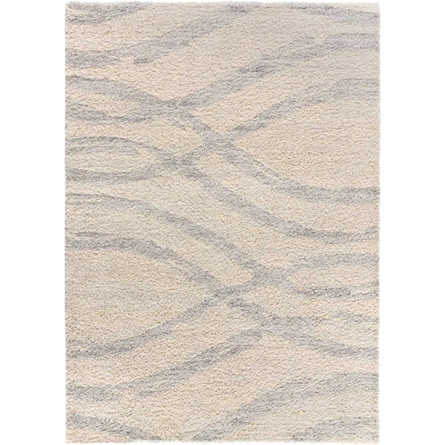 HELIA Alfombra shaggy de estilo escandinavo en beige y gris, varias medidas disponibles