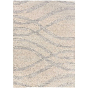 HELIA Alfombra shaggy de estilo escandinavo en beige y gris, varias medidas disponibles