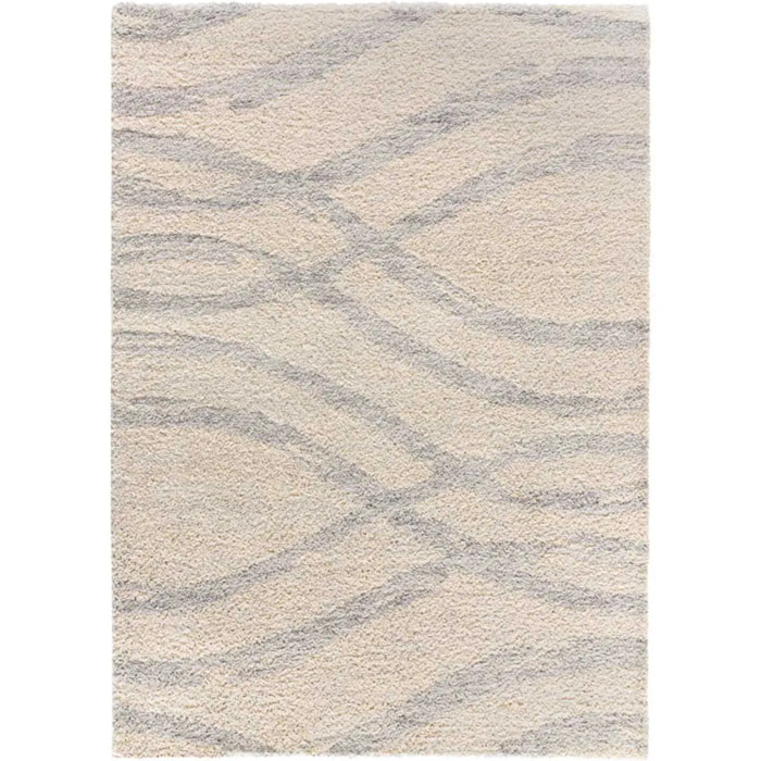 HELIA Alfombra shaggy de estilo escandinavo en beige y gris, varias medidas disponibles