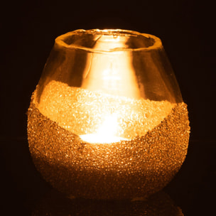 J-Line bougeoir 1/2 Perles Rond - verre - or - small