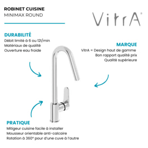 Robinet de cuisine haut Minimax Round chromé