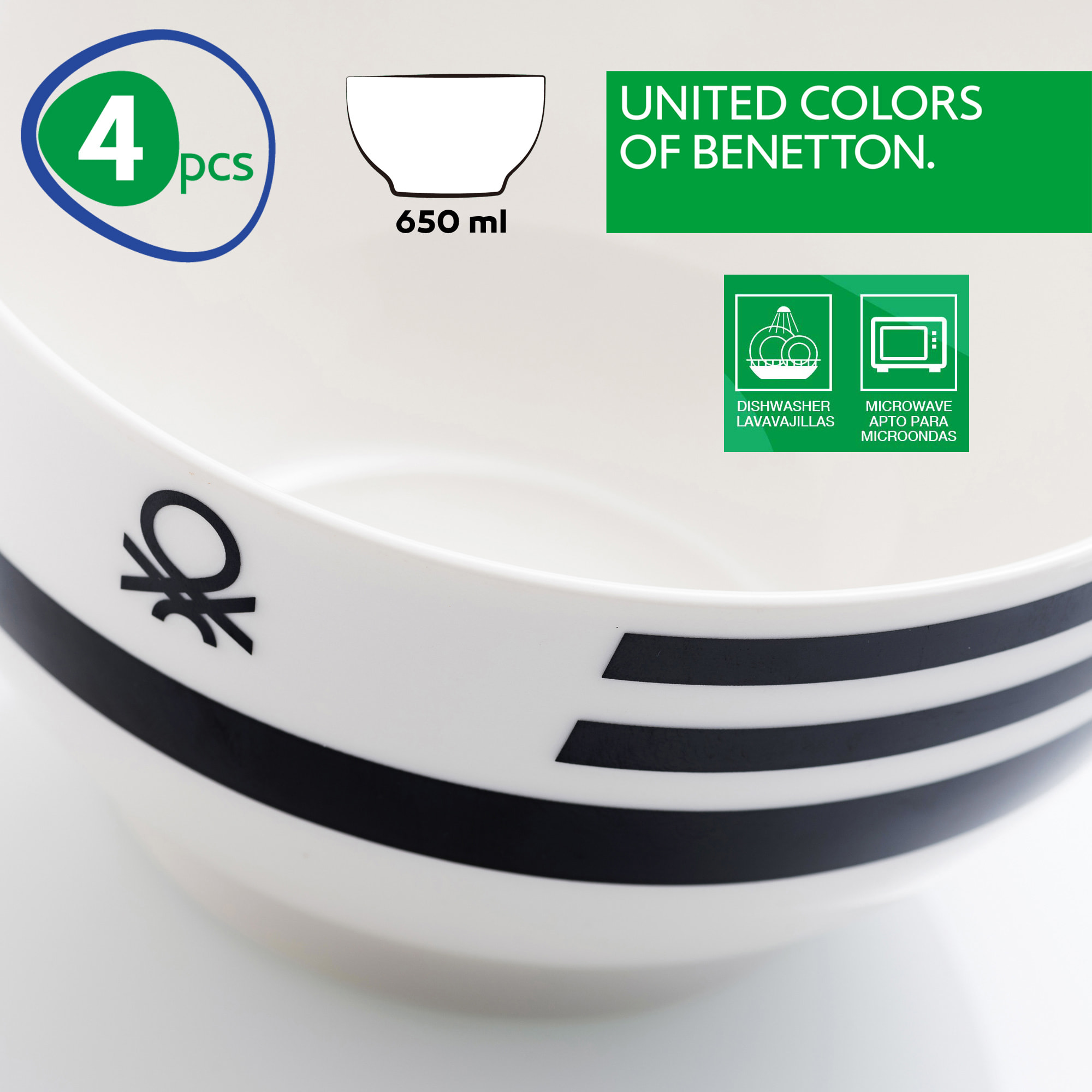 Set 26 piezas vajilla en color  (18 platos, 4 bols, 4 mugs) benetton