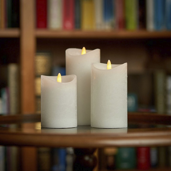 juego de 3 velas led con efecto gelatina y función temporizador con tamaños variados