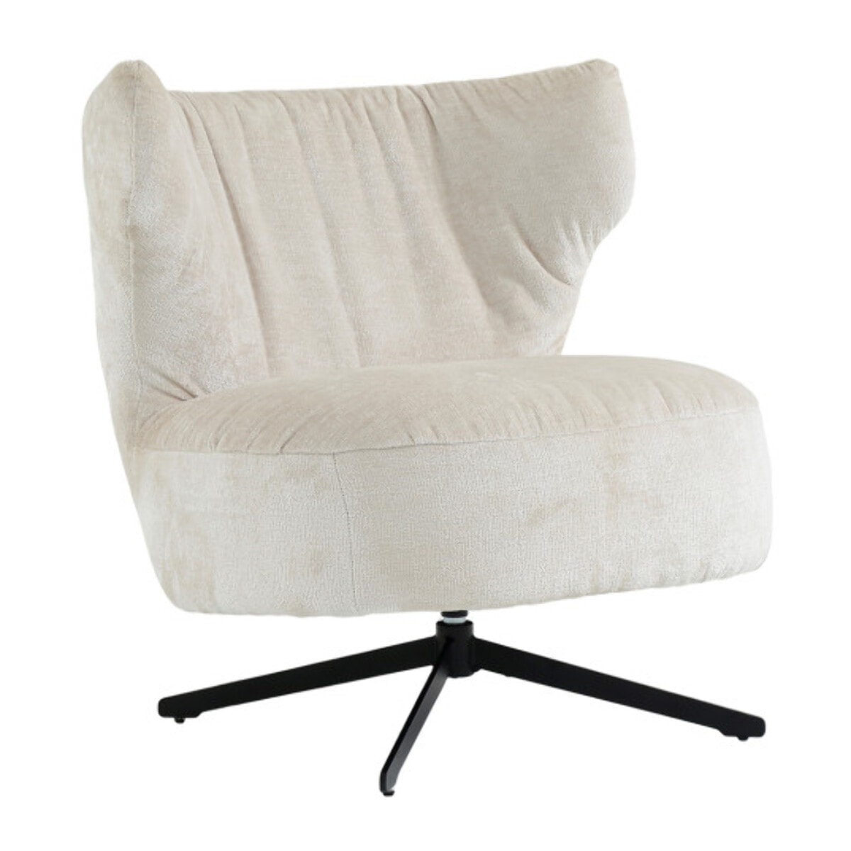 Fauteuil rotatif 360° tissu doux avec pieds en métal noir - EUGENE