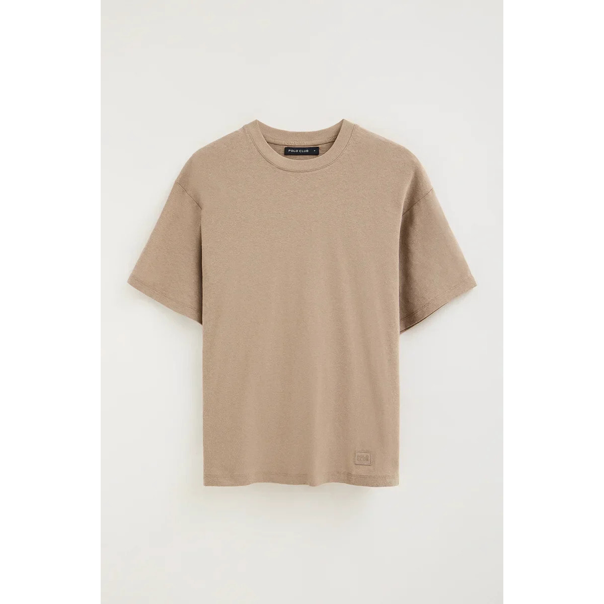 Camiseta cotolino marrón claro de manga corta con logo Polo Club