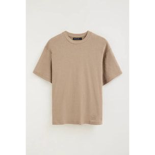 Camiseta cotolino marrón claro de manga corta con logo Polo Club